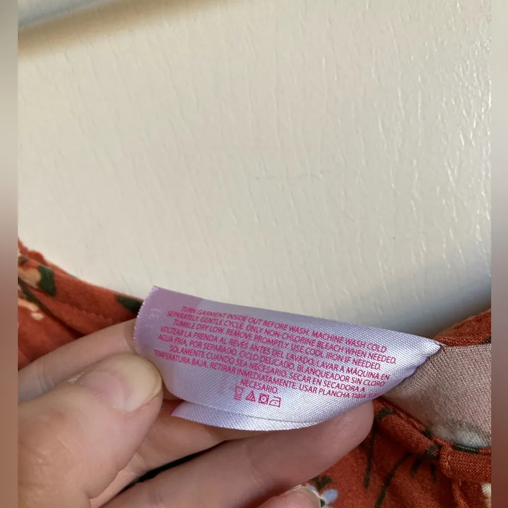 🌞No Boundaries Rusty Brown Floral Cap Sleeves High Low Midi Dress - Image 4