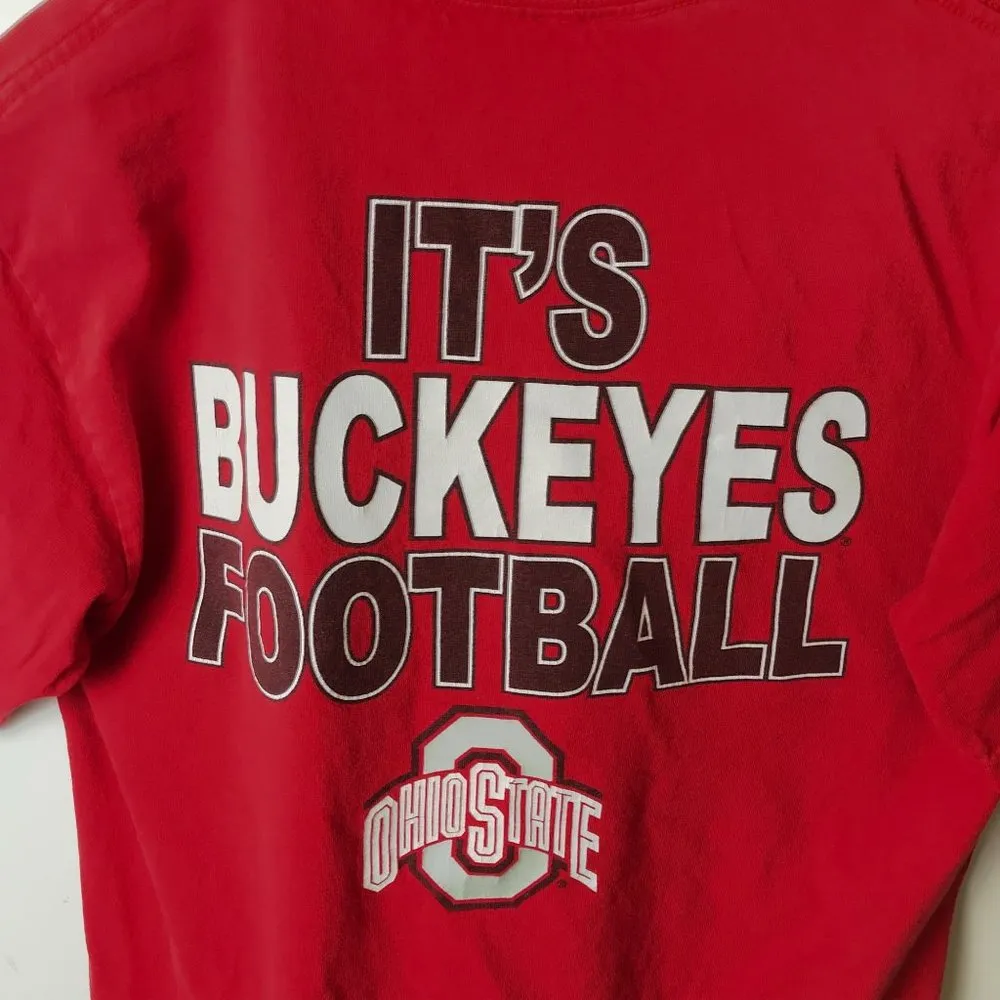 Vintage Y2K Ohio State Buckeyes Football T Shirt Red Medium M University Solid - Image 8