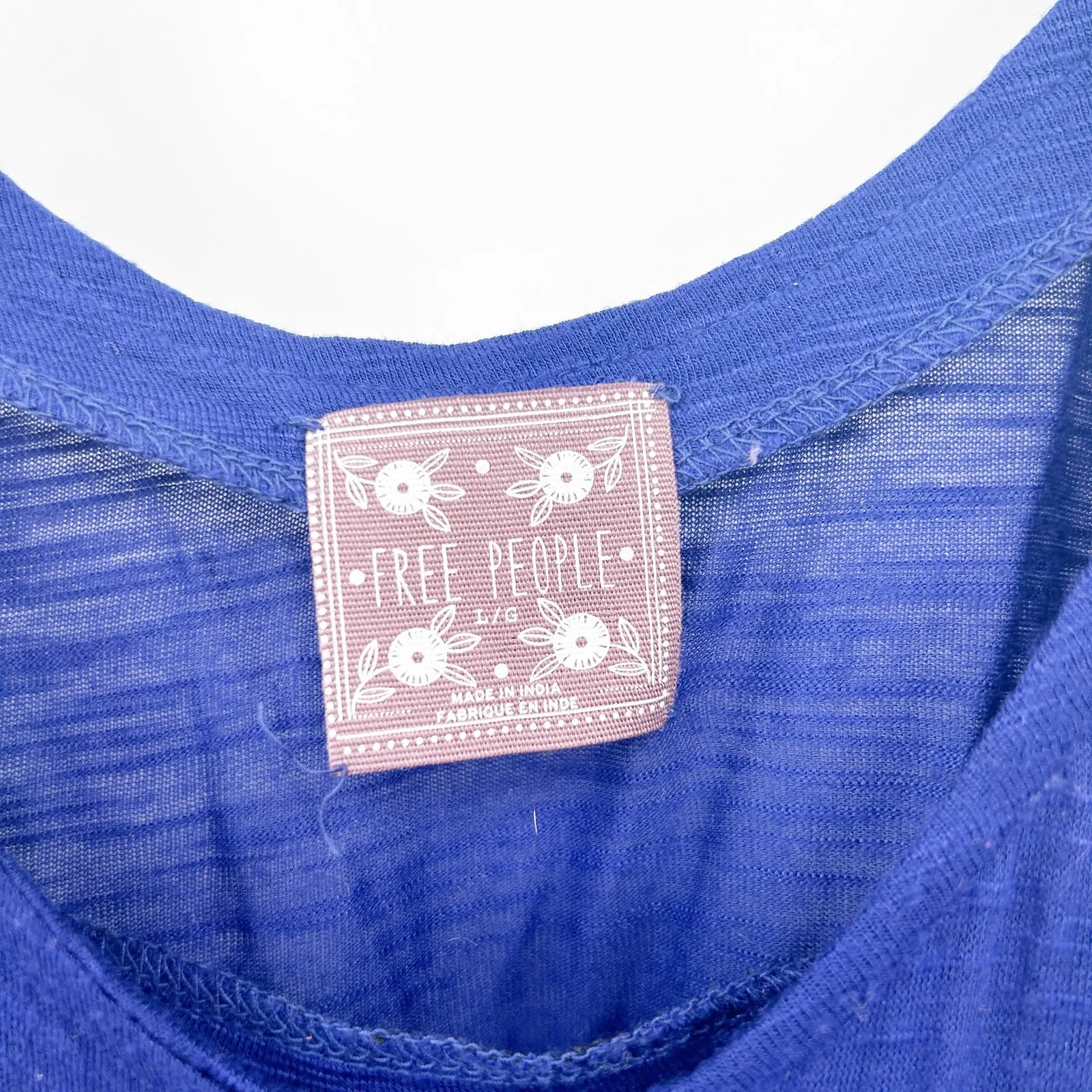 Free People Womens Coquette‎ Summer Boho Owl Beaded Sequin Cami Top Size L Blue - Image 3