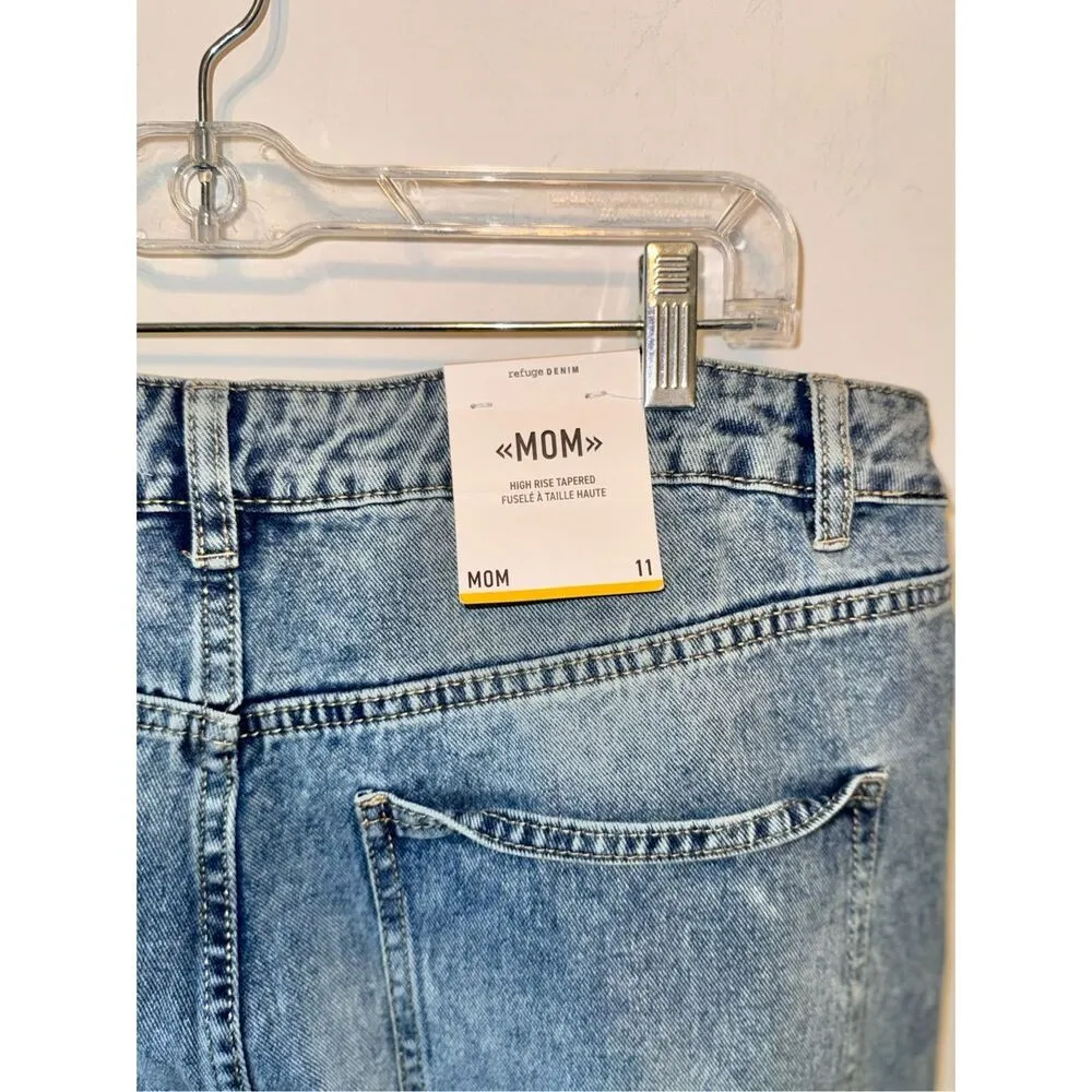 New Refuge Denim Mom Jeans High Rise Tapered Size 11 Juniors Teen Distressed - Image 4