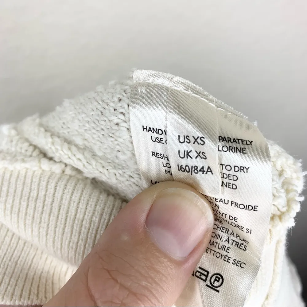 Free People Found My Friend Pullover Cream Textured Crewneck Sweatshirt Size XS - Image 13