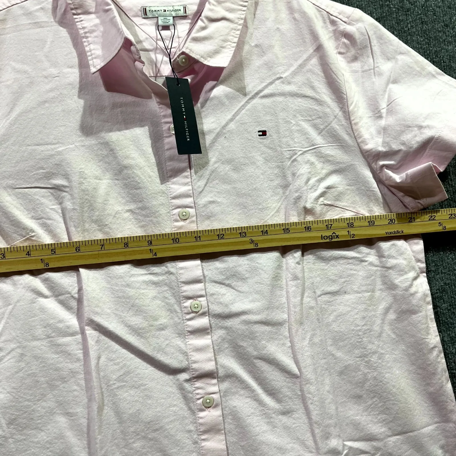 Tommy Hilfiger Shirt Womens 2XL Pink Cotton Embroidered Logo Casual Button Up - Image 7