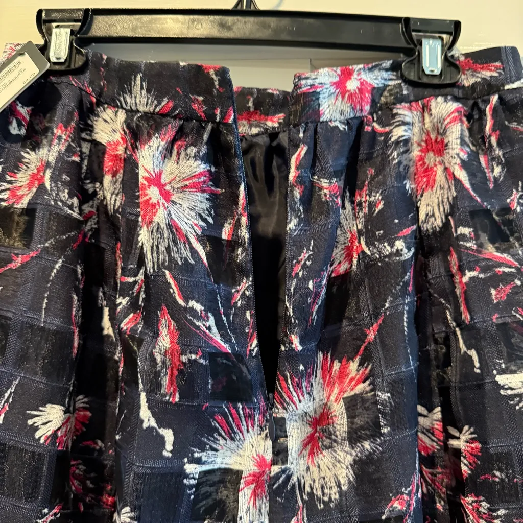 Halogen Flare‎ Skirt Pleated Navy & Pink Floral Lined Size 10 Petite NWT - Image 8