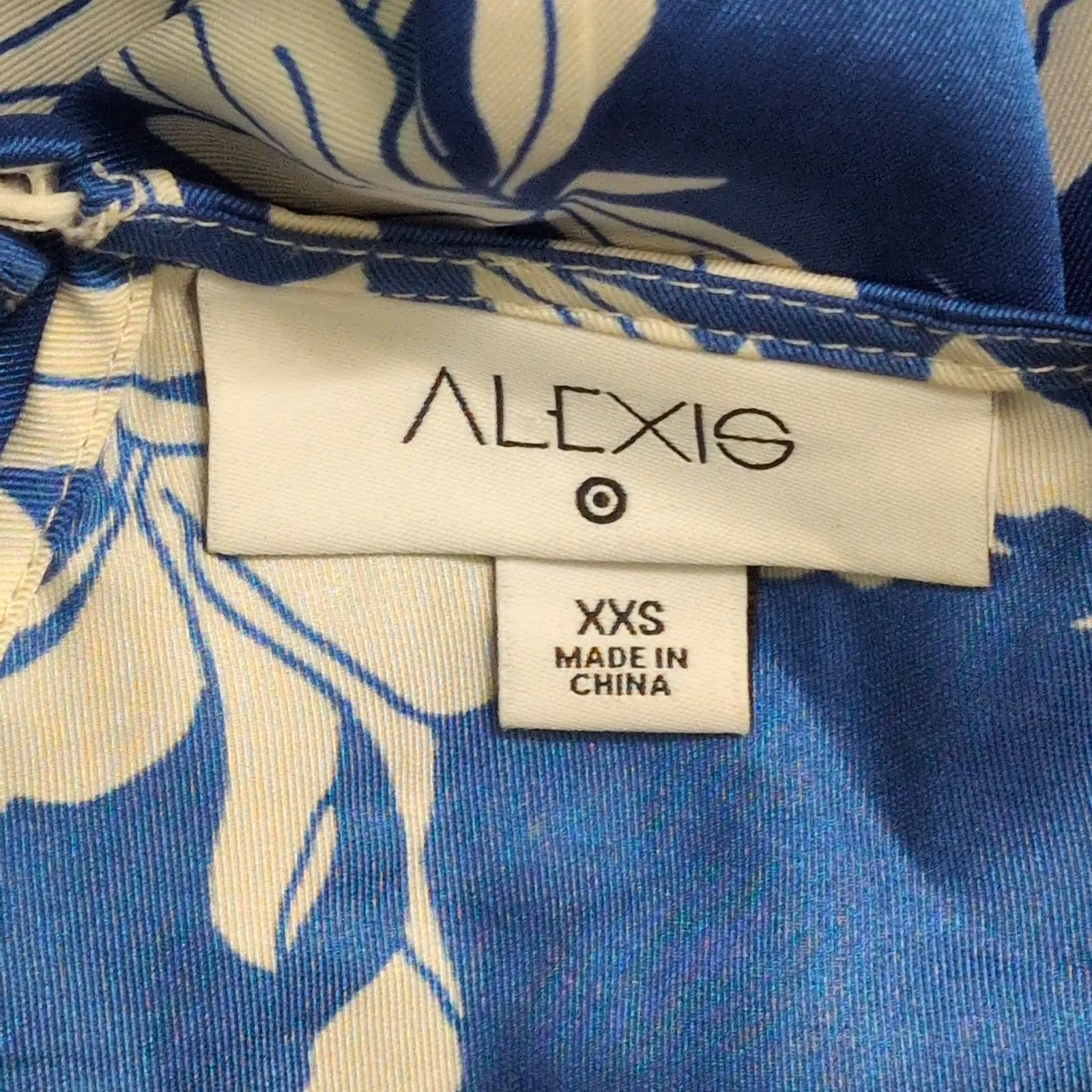 Alexis x Target Blue White Abstract Print Long Sleeve Drop Waist Midi Dress XXS - Image 5