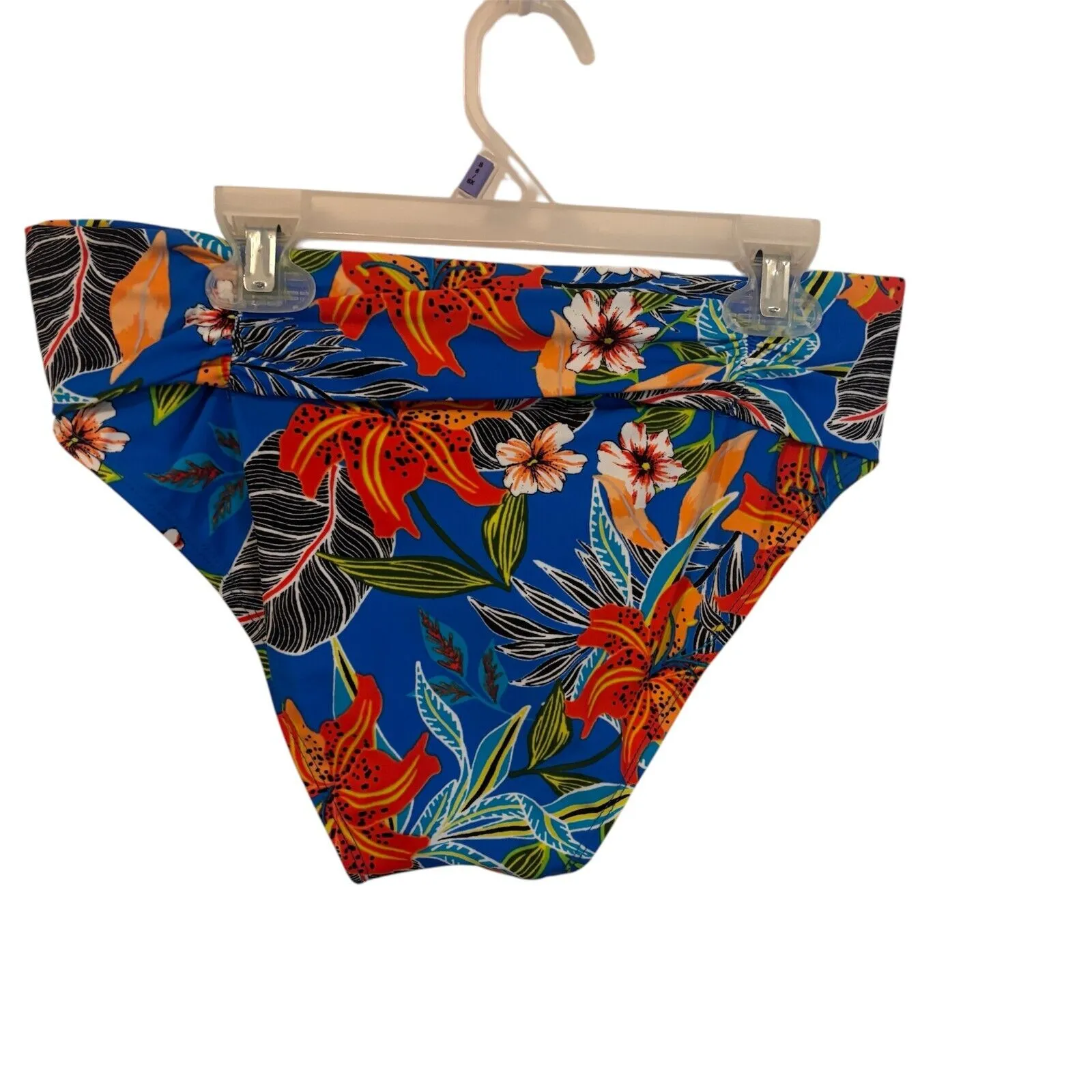 NWT Swimsuits For All Size 4‎ Hawaiian Floral Print Swim Bottoms Slimming Bikini Blue - Image 2