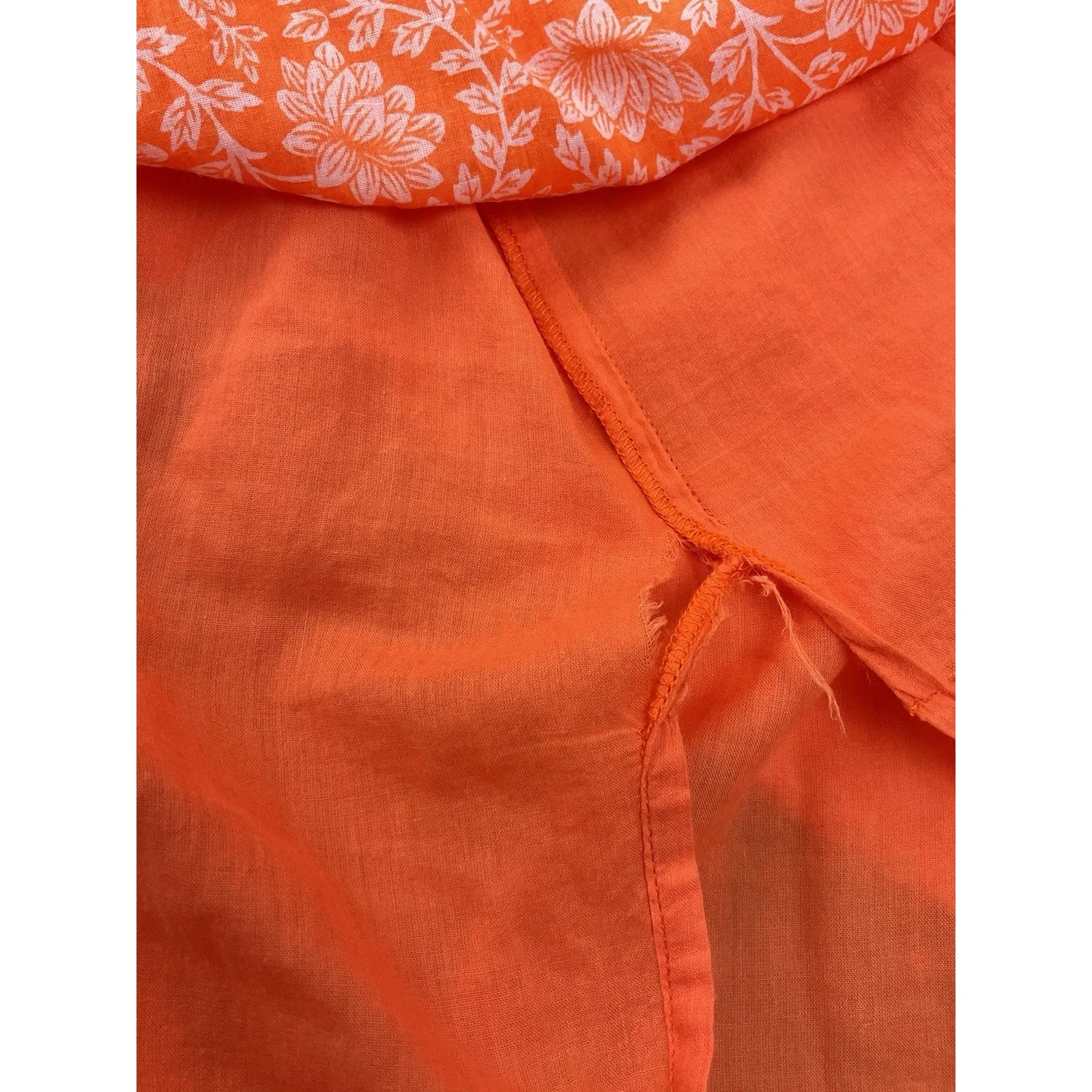 Sister Mary SZ Large blue embroidered bib vibrant floral orange midi dress - Image 10