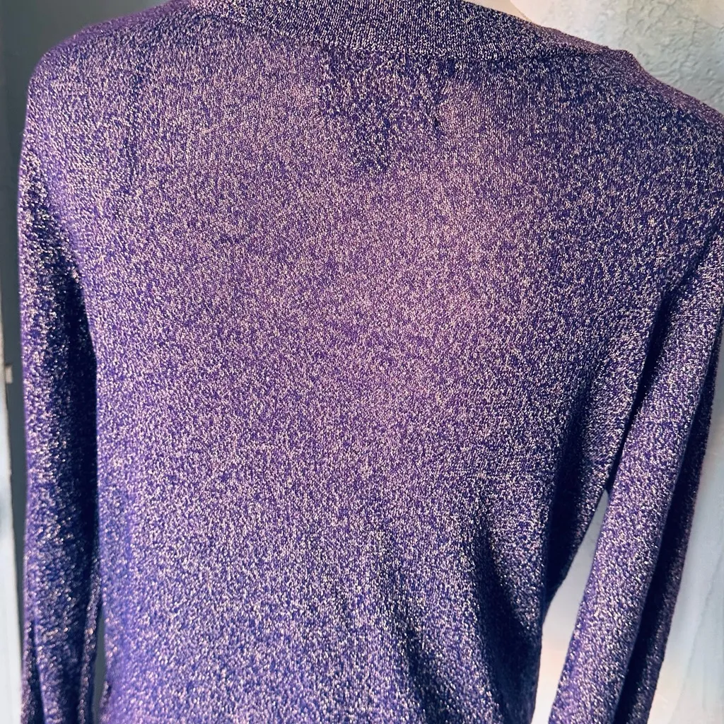 Dana Buchman Purple Blouse with Cozy Knit Texture - Image 4