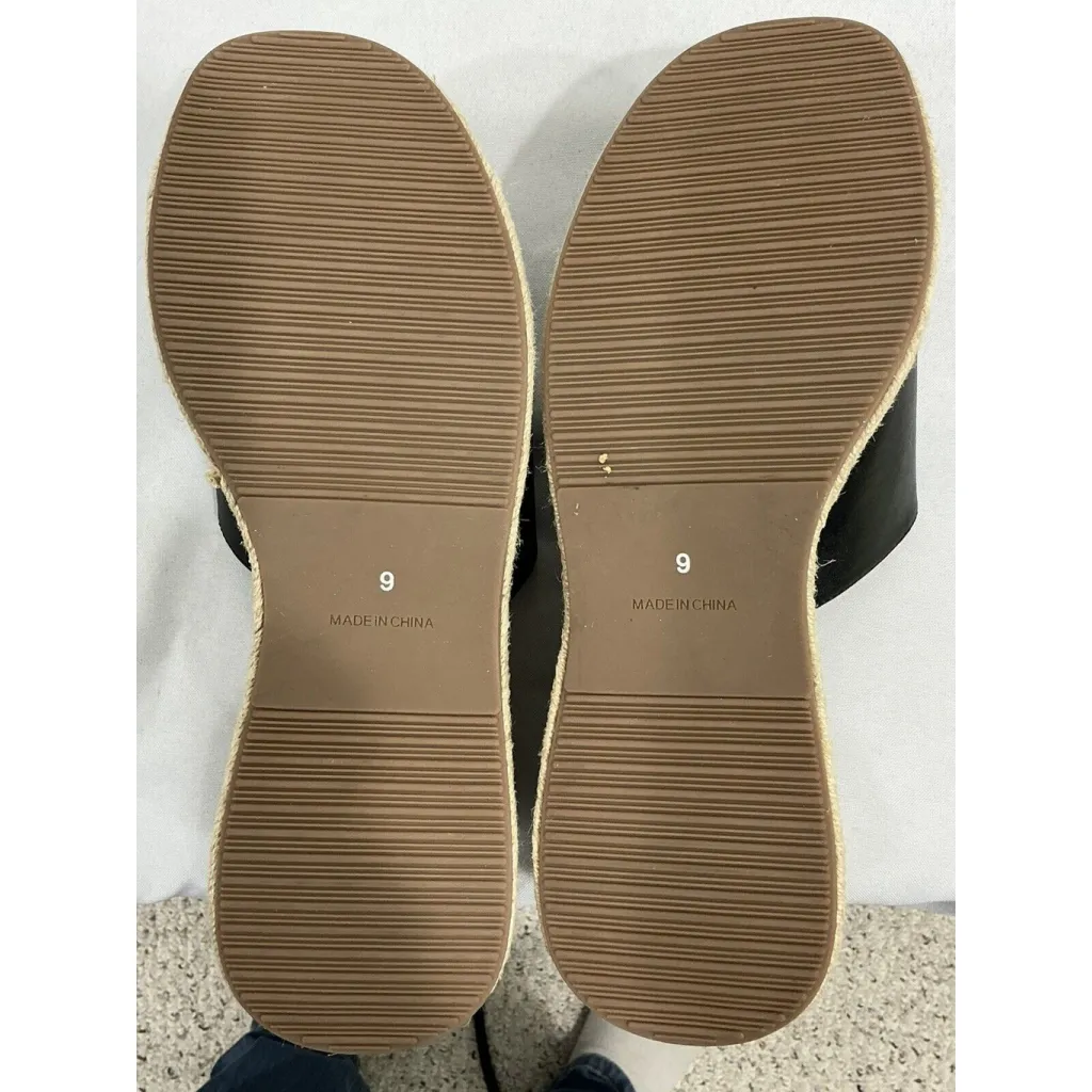 Womans Vicki Vicki Size 9 Black Slip On Thick Band Espadrille Wedge Slides NWOT - Image 7