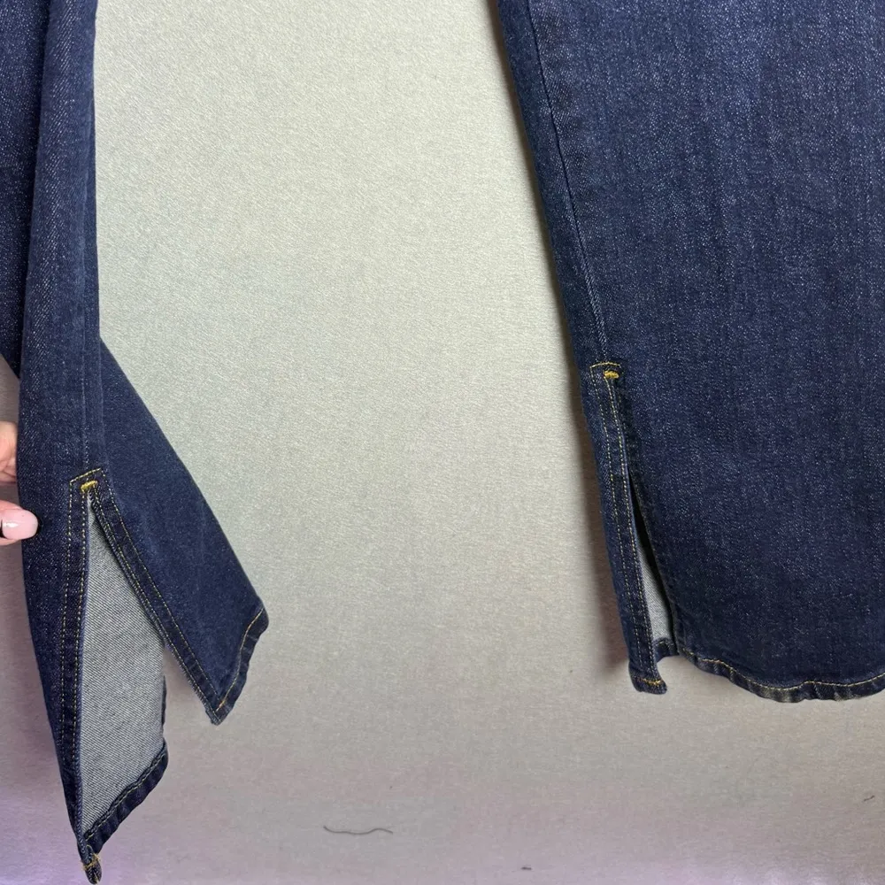 Pilcro Anthropologie Women's The Split Straight Leg Dark Wash Boot Cut Jeans 29 Blue - Image 6