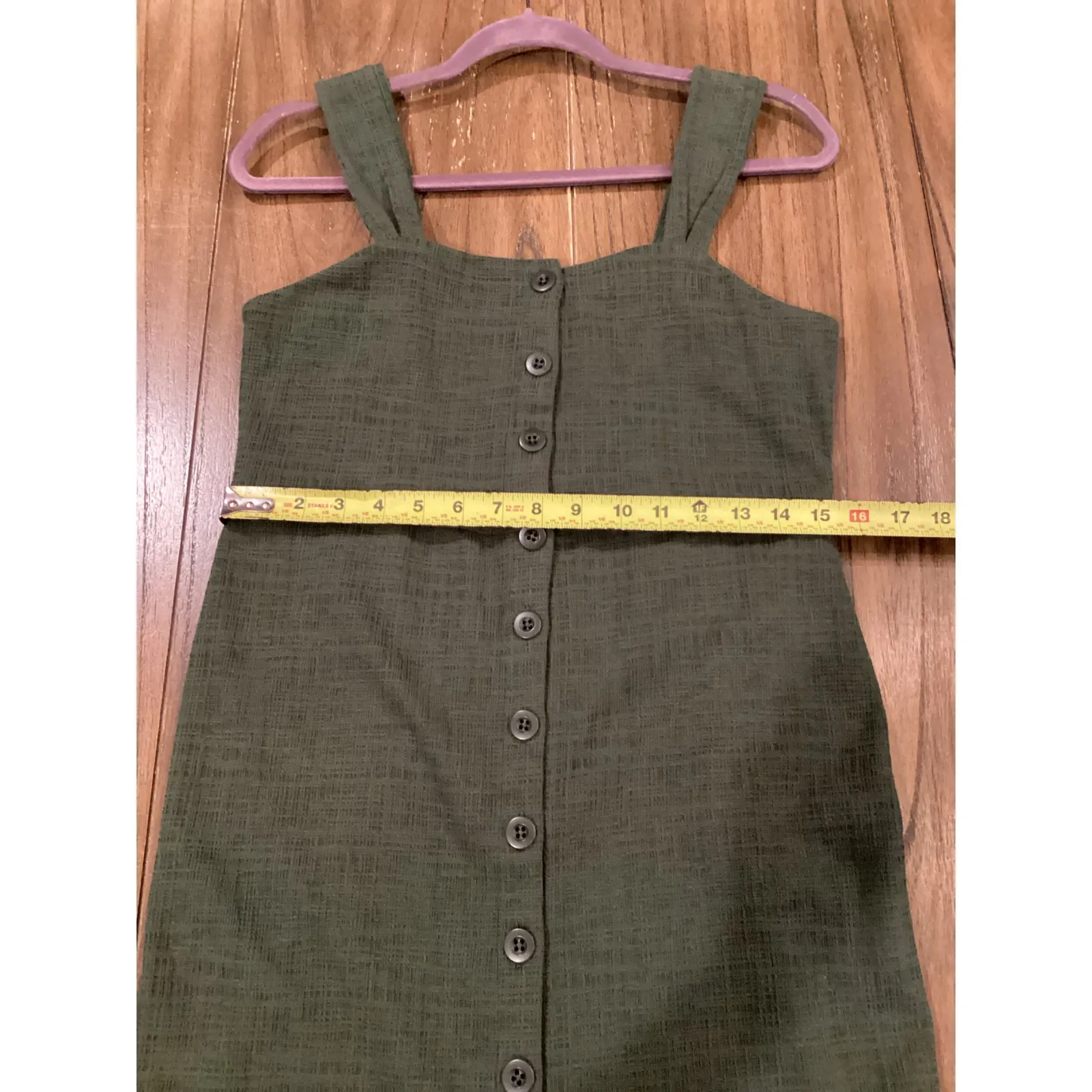Madewell Texture & Thread Button-Front Tank Dress in Dark Forest Green Sz S NWT - Image 5