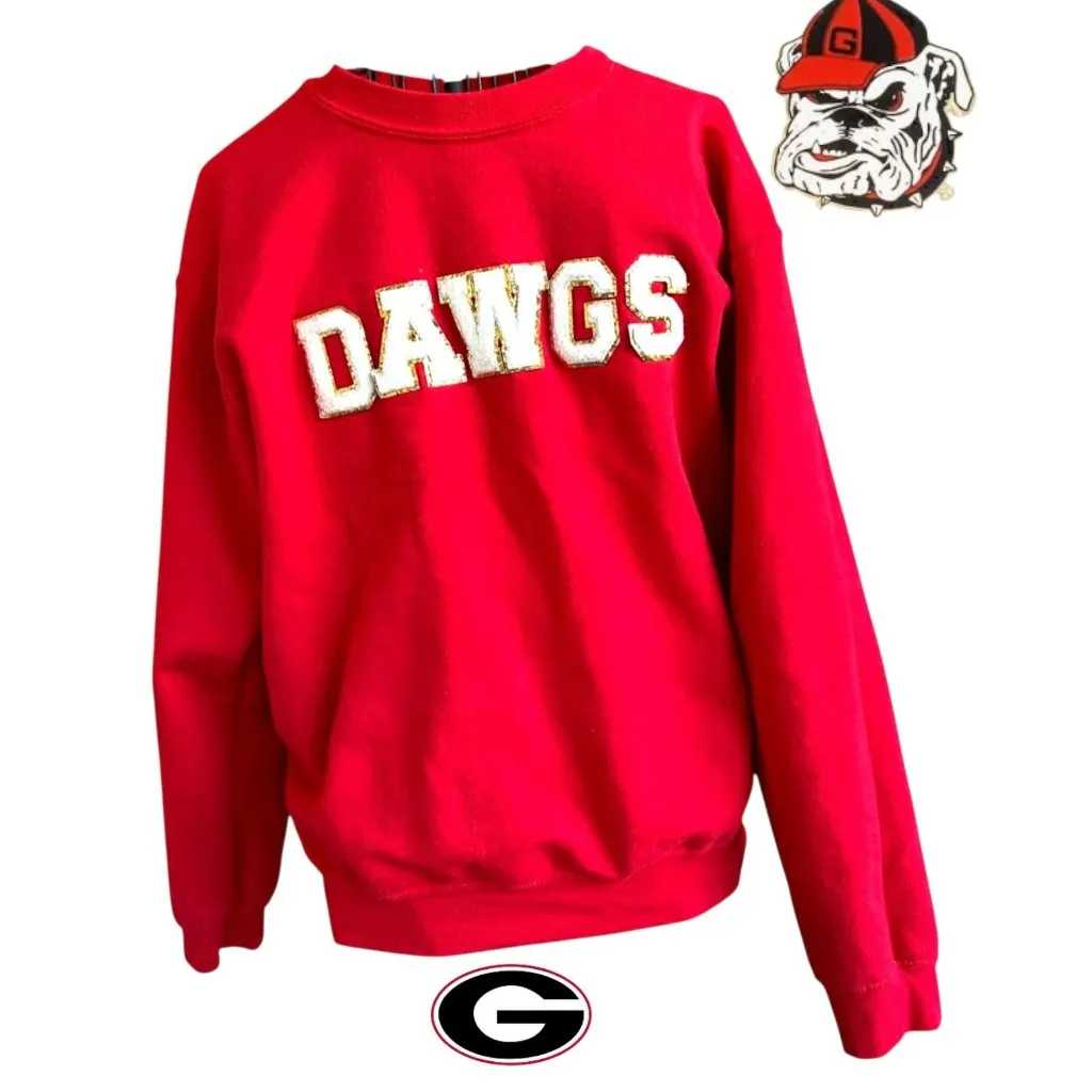 Christmas Georgia Bulldogs Glitter Sweatshirt Unisex Small Red Dawgs Football Size undefined - Image 2