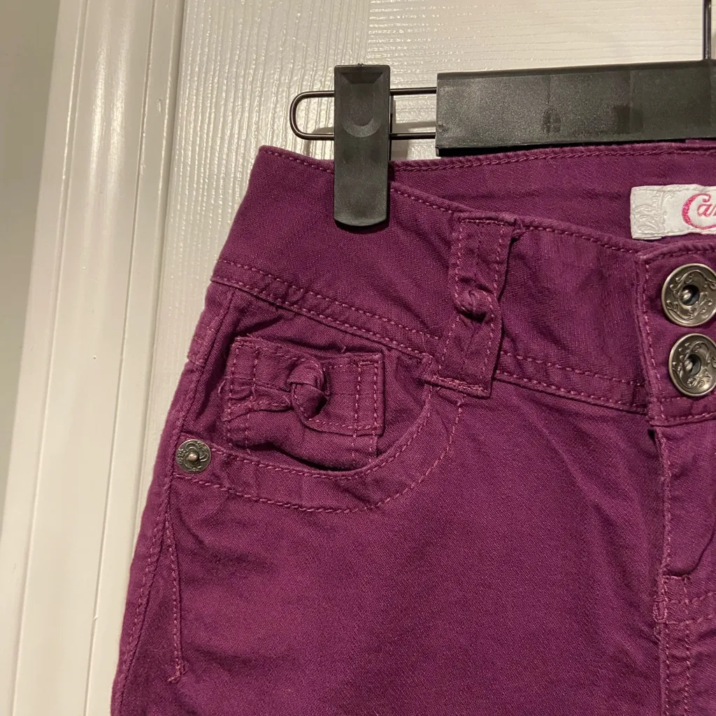 Candies Size 0 Cotton Stretch Low Rise Bow Pockets Zip Up Skinny Chino Pants - Image 3