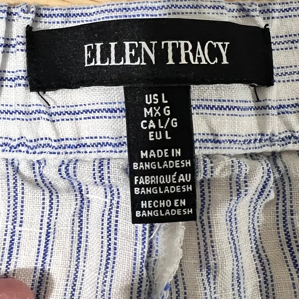 Ellen Tracey 100% Linen Striped Shorts - sz L - Image 3