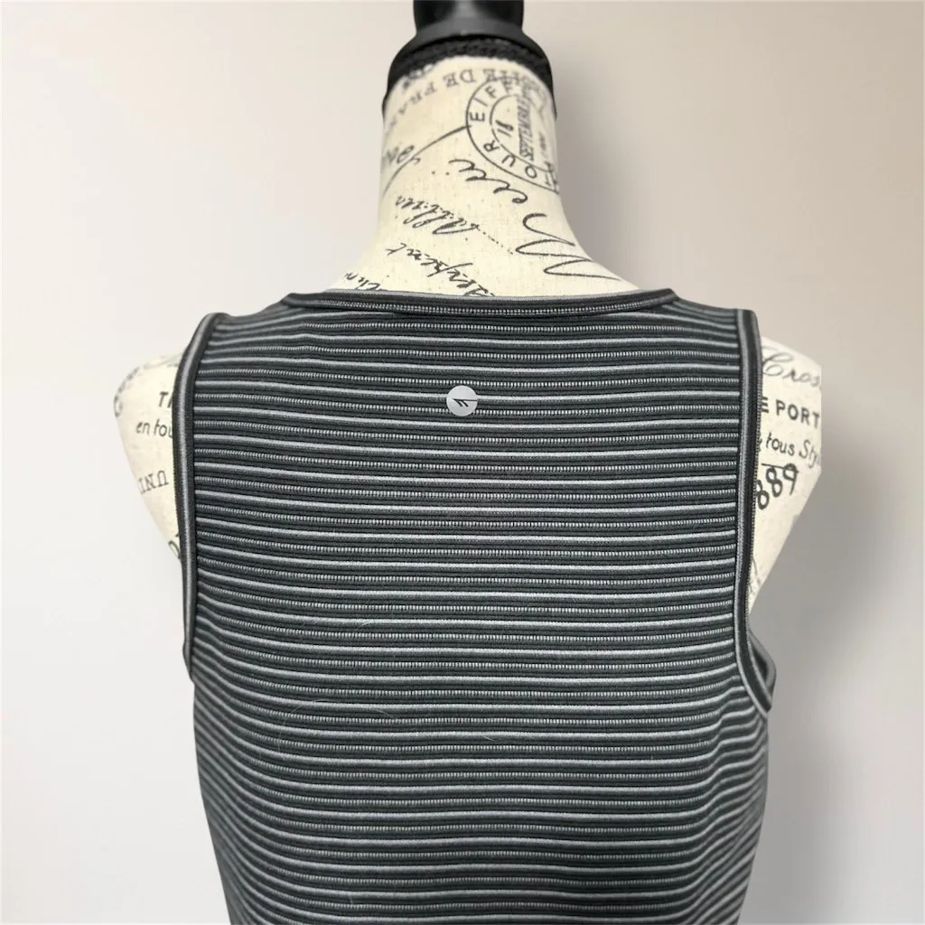New Hi Tec S Black Gray Striped Knit Sleeveless Mini Dress Pocket‎ Active Gym - Image 5