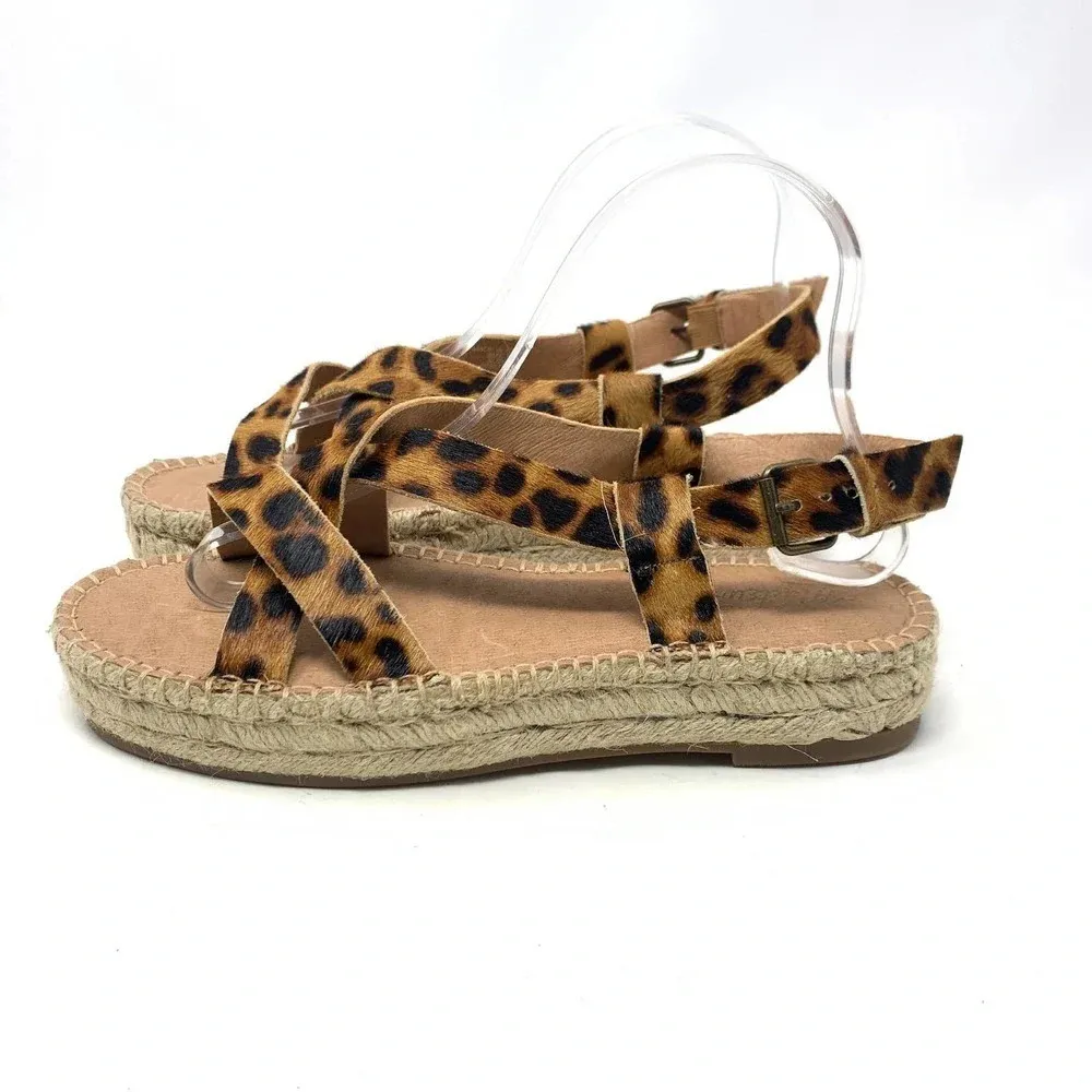 Madewell The Malia‎ Espadrille Sandal in Leopard Calf Hair Size US 8 - Image 10