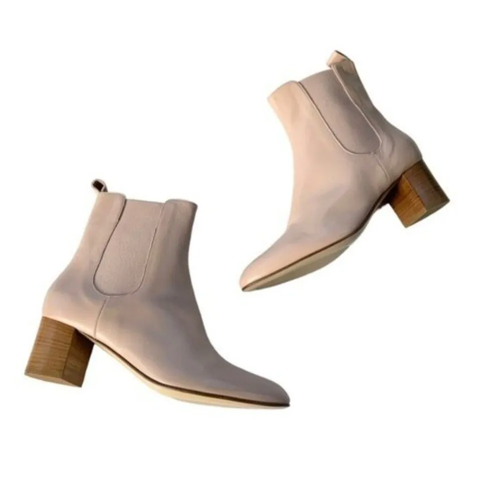 Kahmune Mila Leather Ankle Boot Bootie Light Pink Beige Size 40 NWT - Image 4