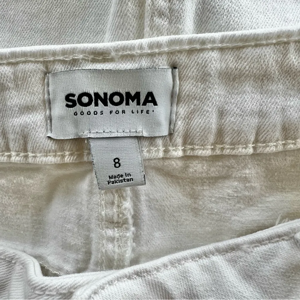 Sonoma Skirt Denim Fray Release Hem A-Line White 8 Stretch Party Work Trendy Mod - Image 14