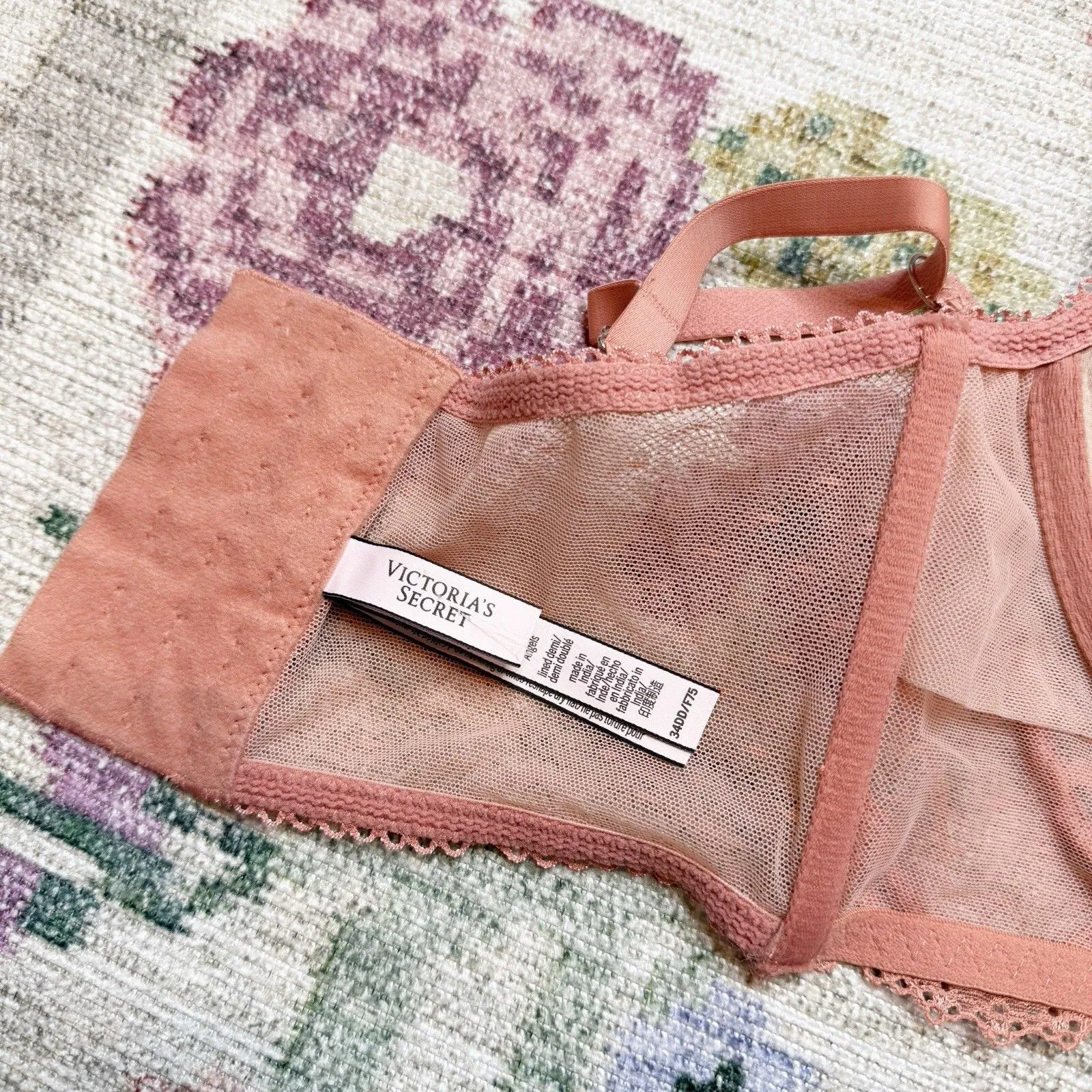 Victorias Secret Womens Bustier Size 34DD Fairy Floral Lace Semi Sheer - Image 4