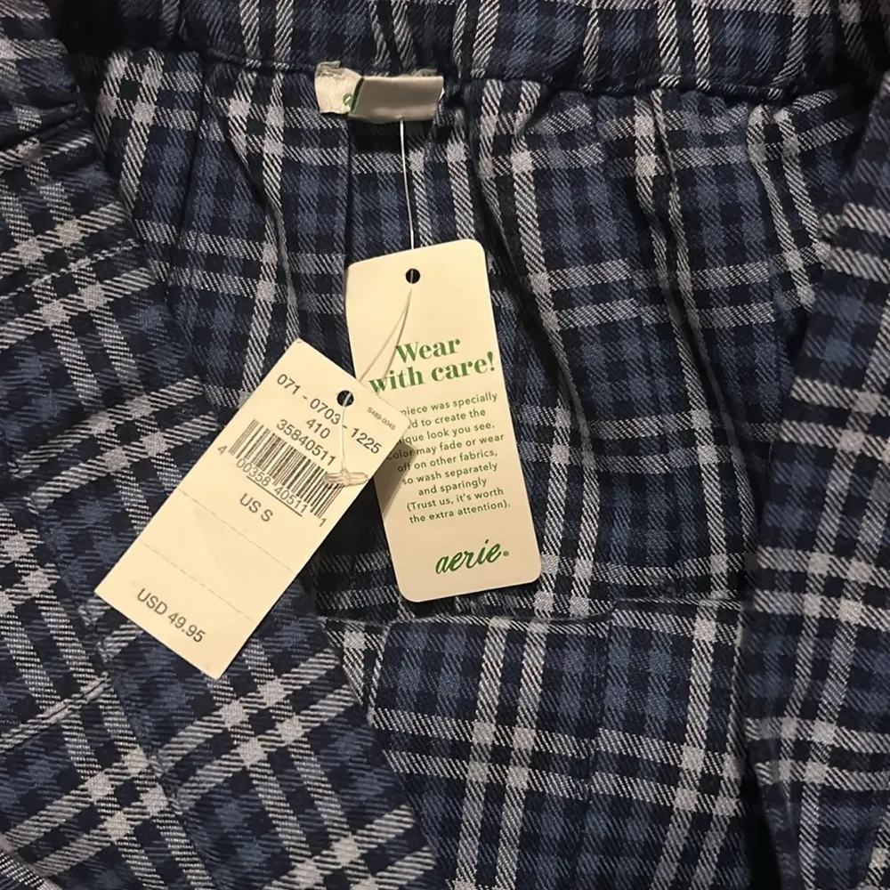 Aerie By American Eagle Blue and White Plaid Checkered Mini Skirt Size S NEW - Image 7