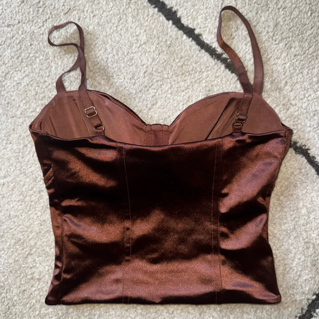 Express Body Contour Satin Corset Cami With Bra Cups - Image 5