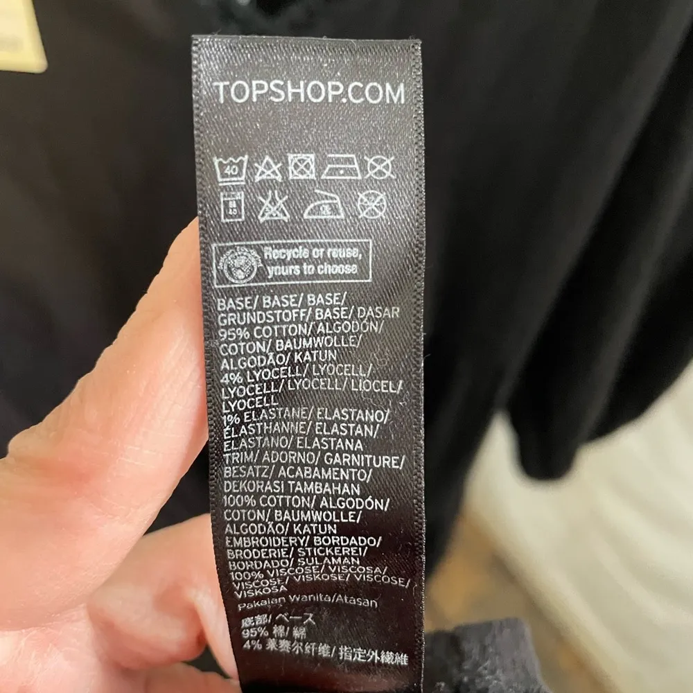 NWT TOPSHOP Women's 3/4 Sleeve Embroidered Smock Dress Black Floral‎ Sz 12 - Image 7