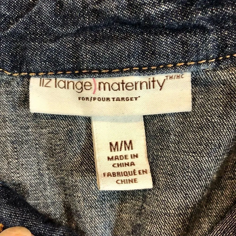 Liz Lange Maternity Denim Blue Front Pockets Size Medium - Image 11