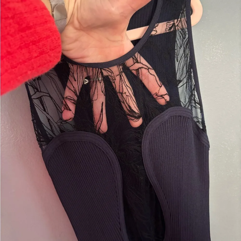 Roberto Cavalli Navy Blue Stretch Lace Mini Dress - Image 6