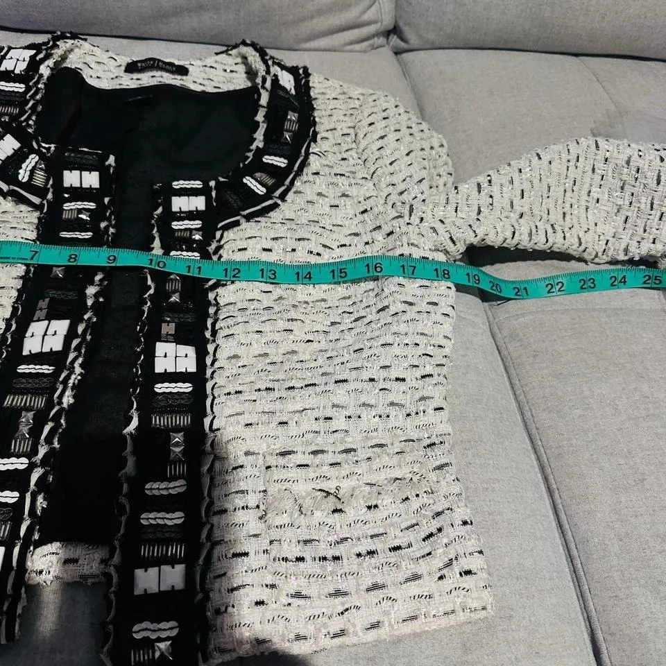 WHBM Embellished Tweed Boucle Cropped Blazer Jacket Sz 6 Career Wear Office - Image 7