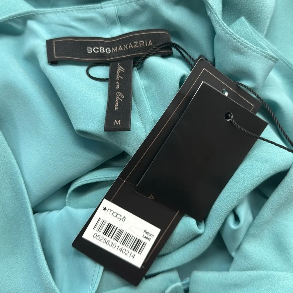 BCBGMaxAzria NWT Ocean Teal Doris Halter Mini Dress Size Medium - Image 8