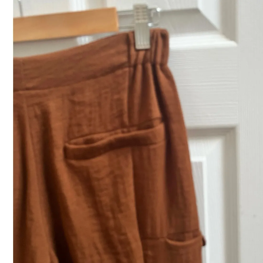 Wrap London Brown Viscose Polyamide Cuffed Cargo Pant Size 2 Lightweight - Image 6