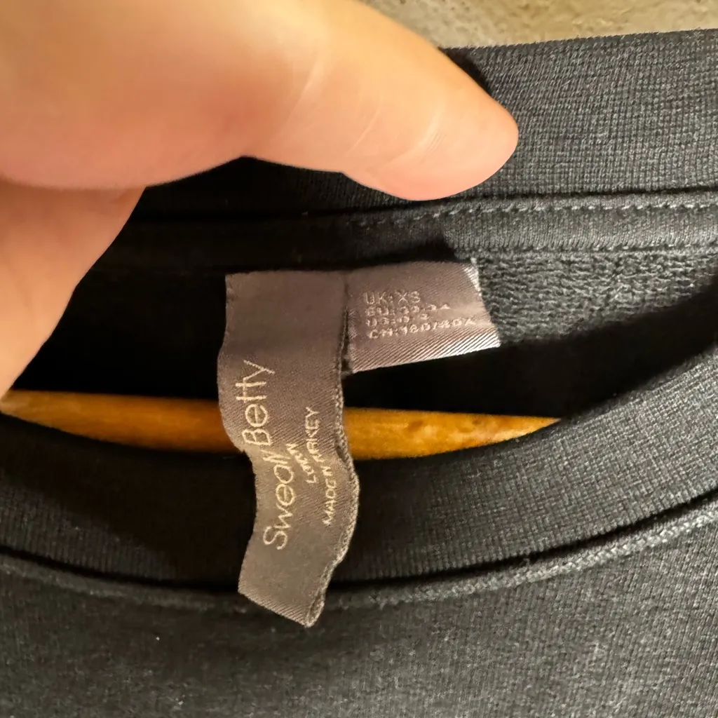 sweaty betty Size 0-2 Black Crew Neck‎ Long Sleeve Sweatshirt CP0528 - Image 4