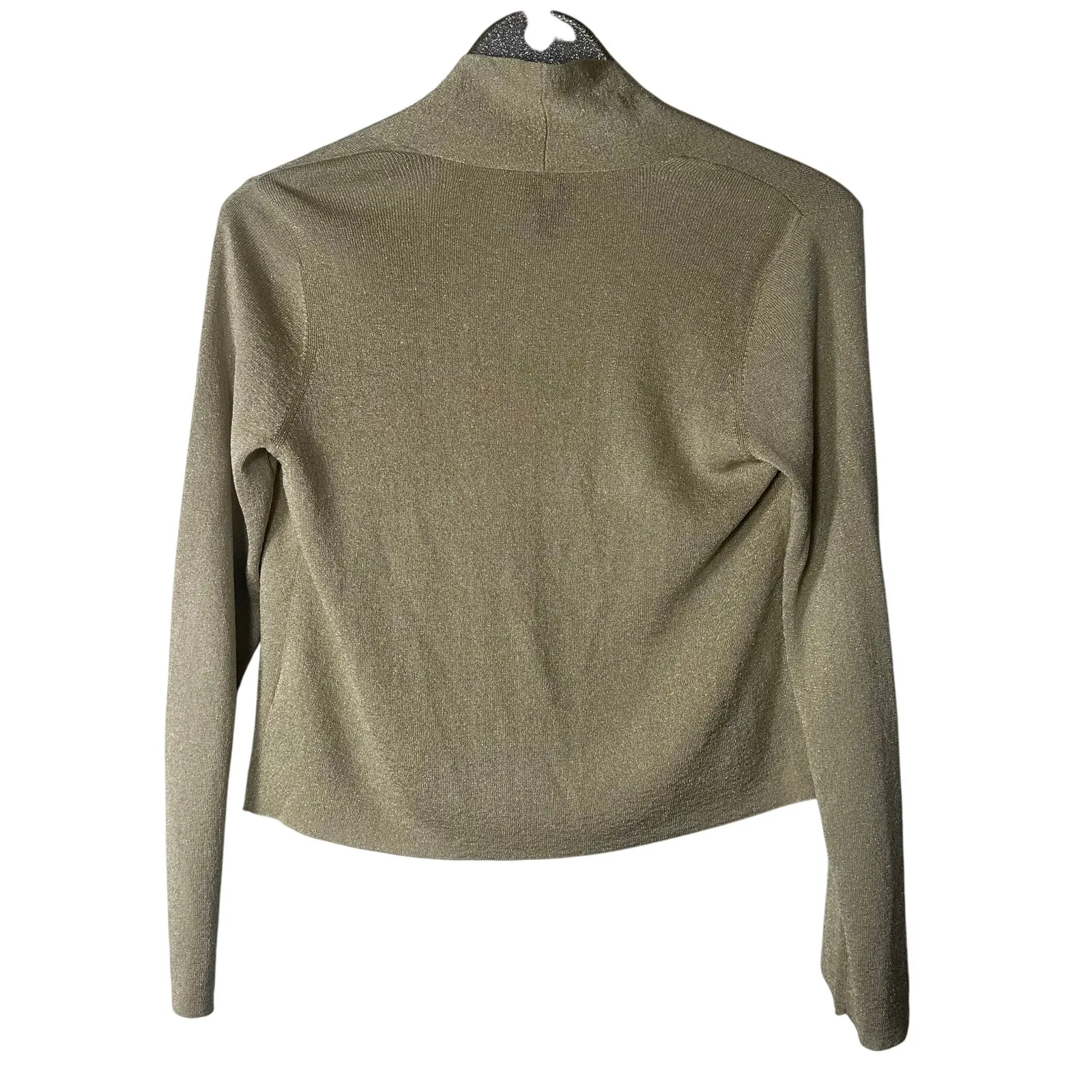 Eileen Fisher Italian Yarn Gold Metallic Knit Cardigan - Image 5