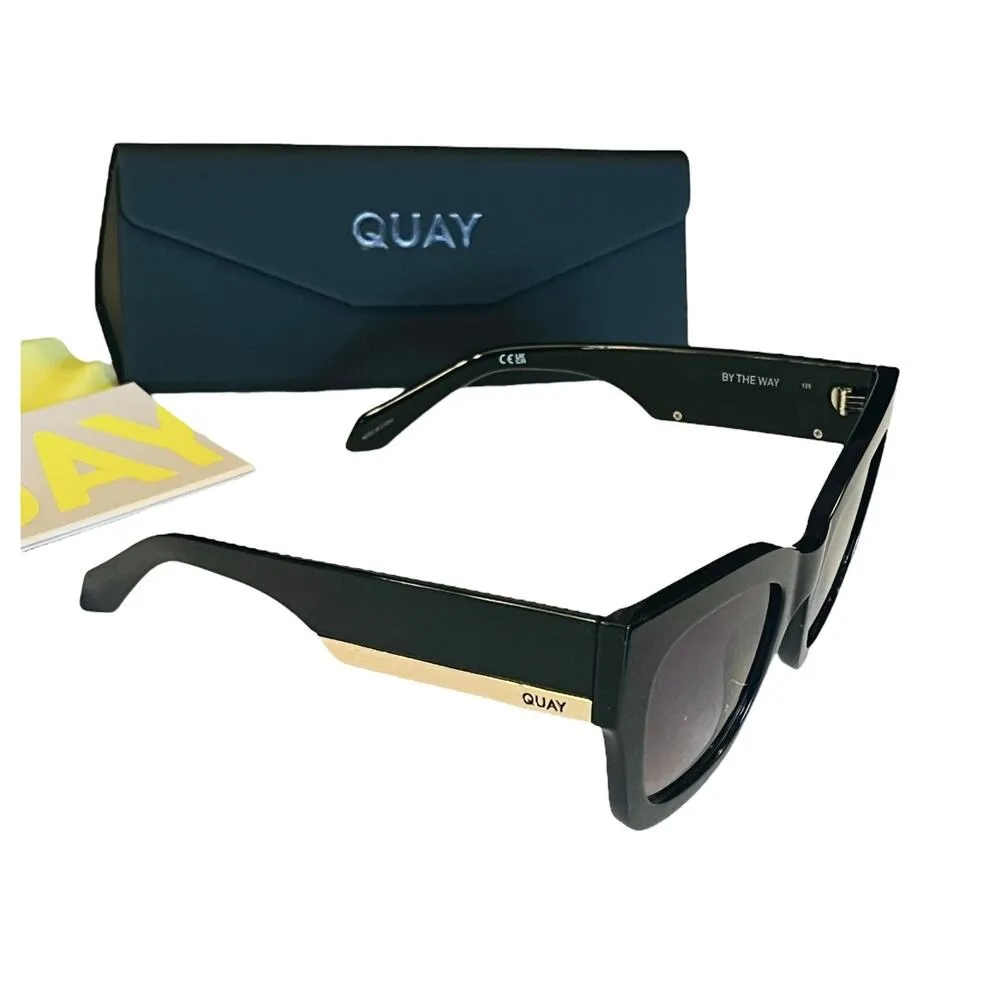 NEW Quay Australia By The Way Women's SUNGLASSES Black Gold Oversized Square - Image 3