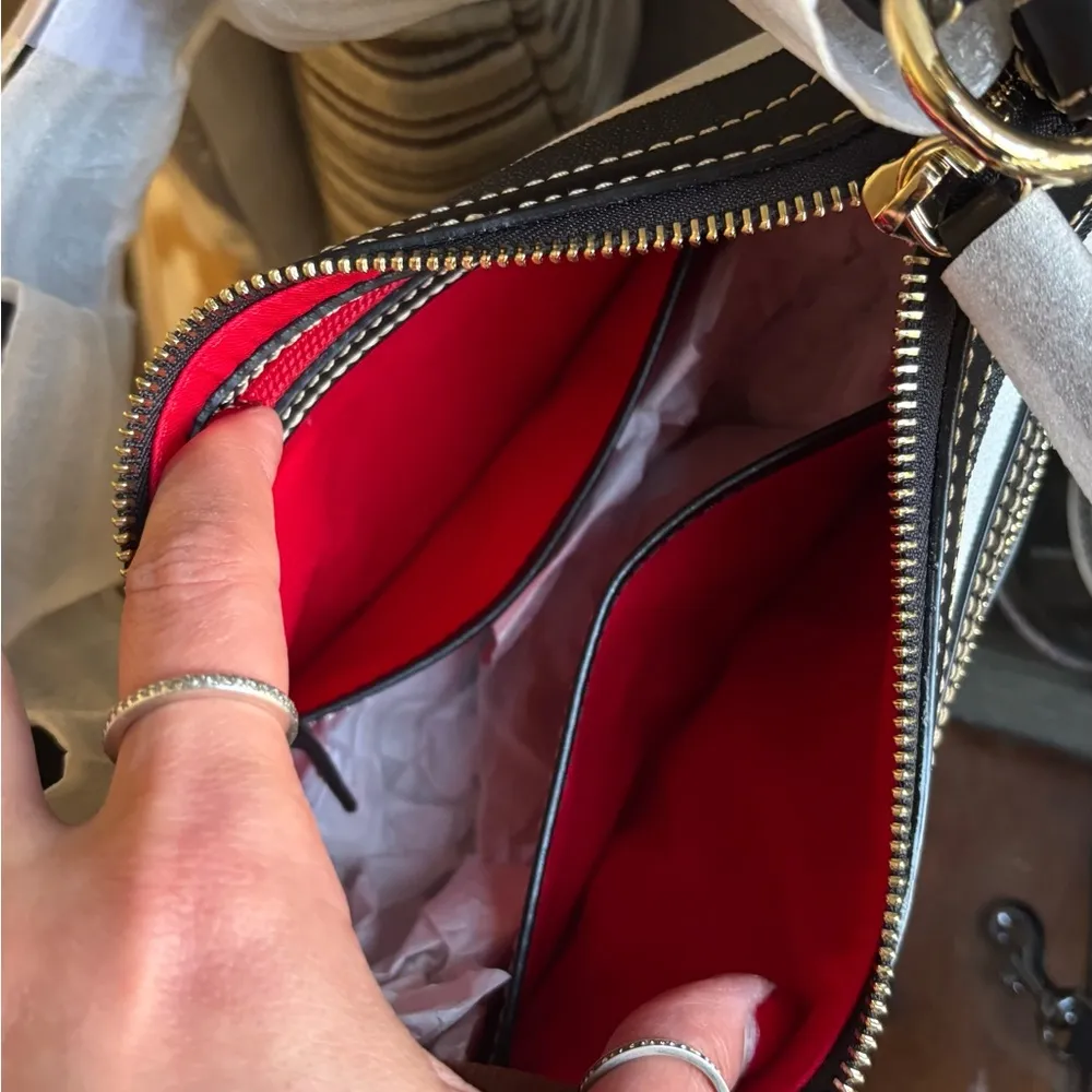 Authentic Dooney & Bourke leather Zebra Print zip top shoulder Bag - Image 9