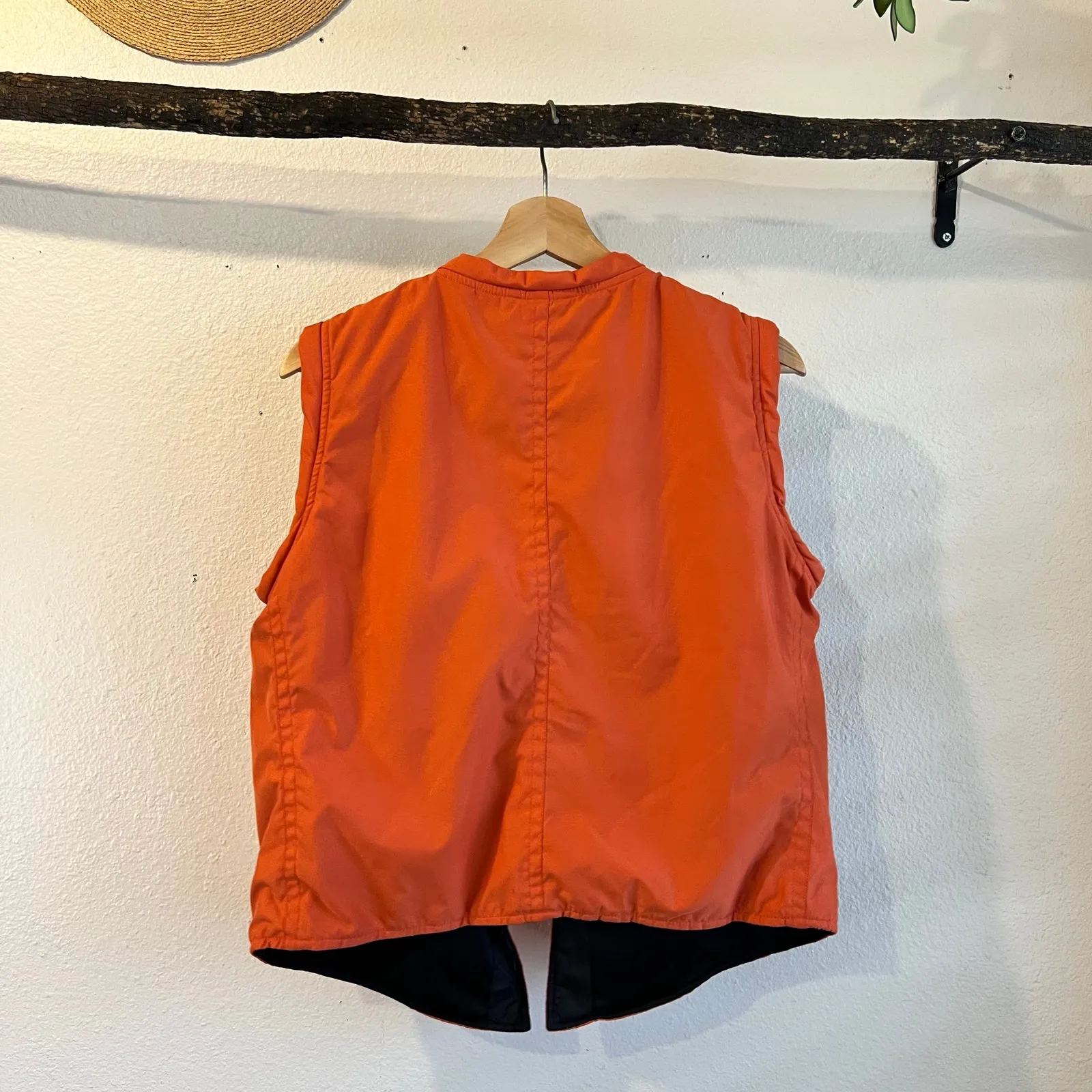 Vintage 90s Tommy Hilfiger Orange Streetwear Snap Button Puff Vest Size Large - Image 3