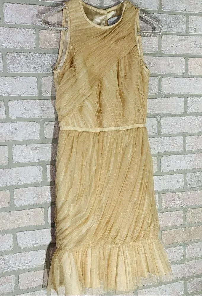 Jill Stuart Gold Tulle Riched Mini Cocktail Dress Size 0 - Image 2