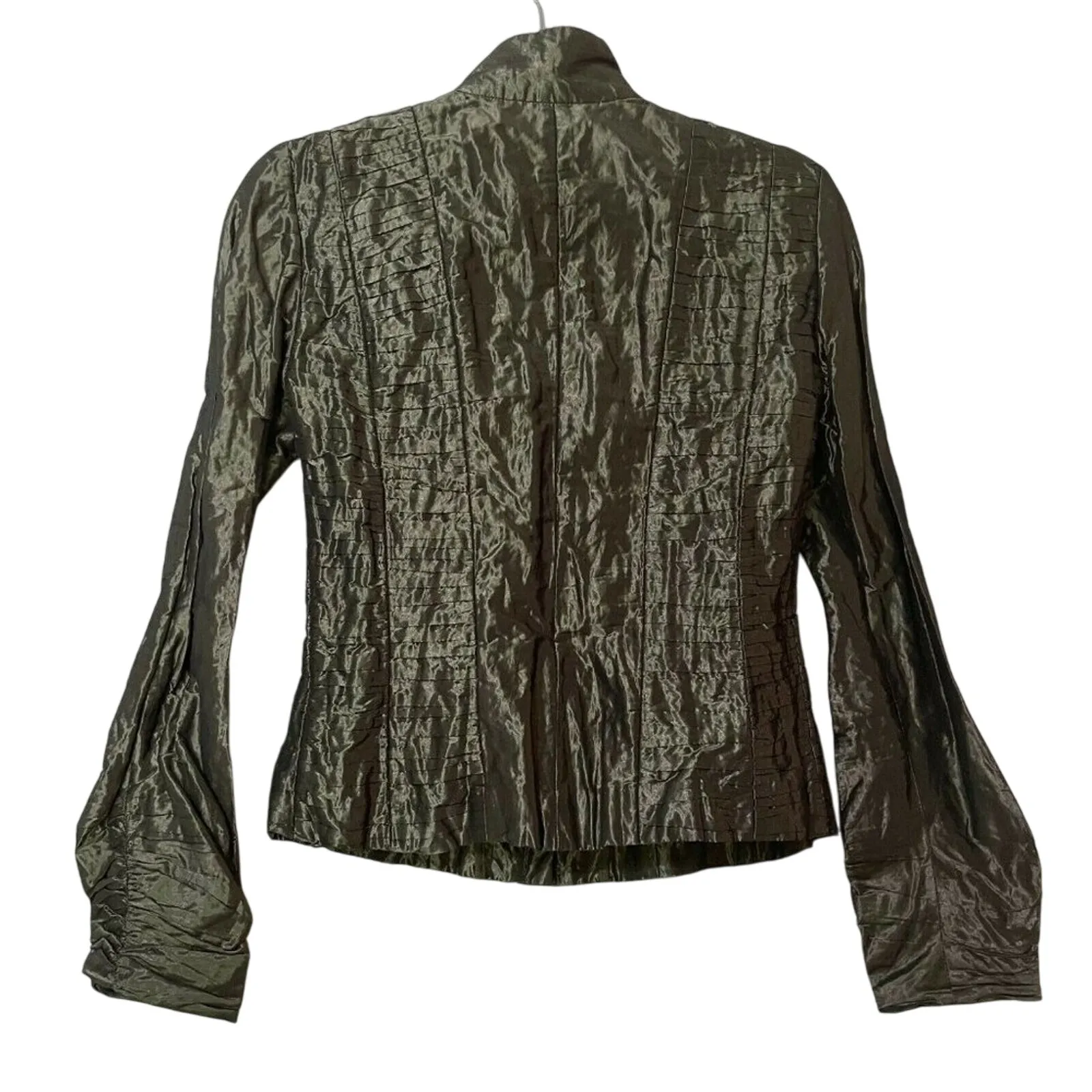 Worth Vintage Grey Long Sleeve Lagenlook Jacket Womens 0 Artsy 1980s Metallic Gray - Image 6