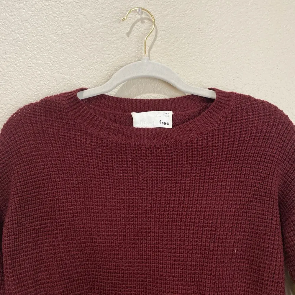 WILFRED Aritzia Merino Wool Sweater Knit Burgundy Red Crew Neck NWOT Size XXS - Image 3