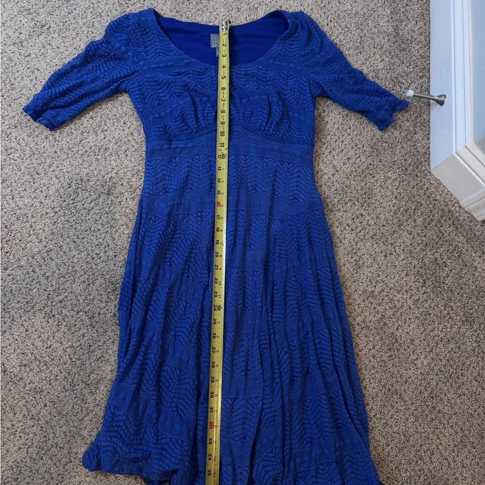 Rabbit Rabbit Rabbit Blue Crochet Lace Fit & Flare Midi Dress 3/4 Sleeve Women 6 - Image 12