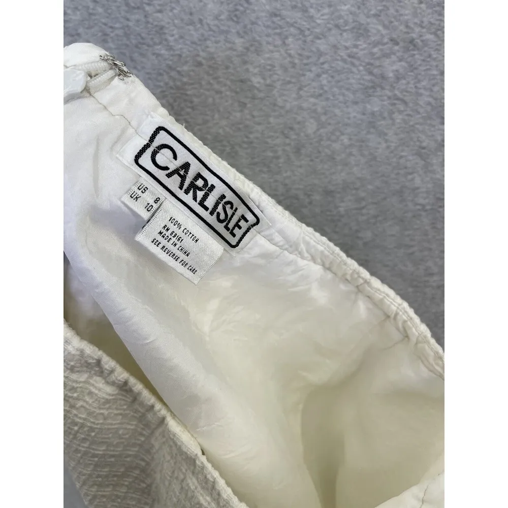 Carlisle Women's Solid White Skirt Textured Faux Layered 8 A Line 100% Cotton - Image 4