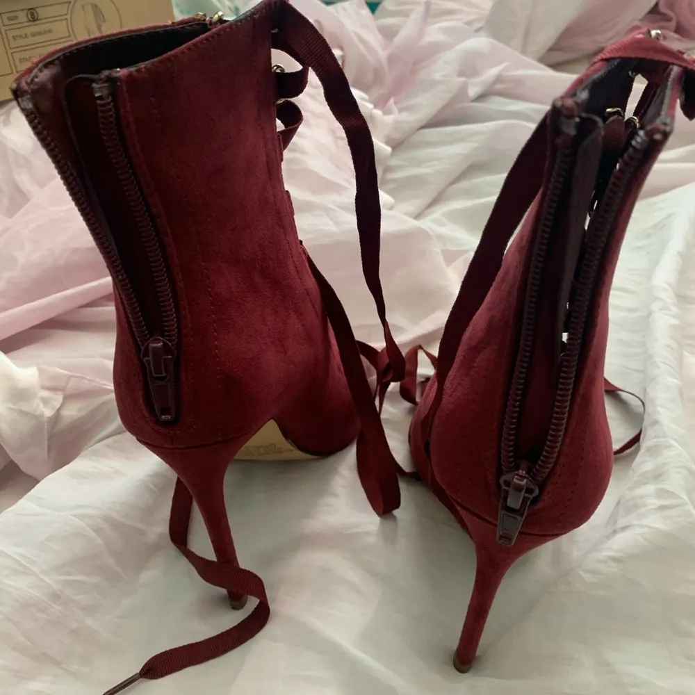 Charlotte Russe dark red suede lace up hee… - Image 5