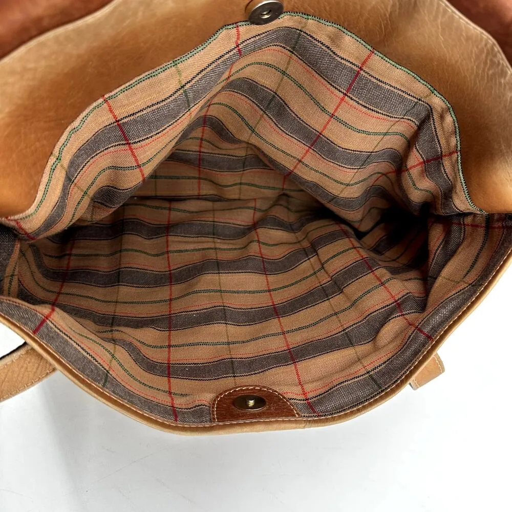 Vintage Delfino Tote Shoulder Bag Leather Double Strap Flap Magnet Closure Brown - Image 9