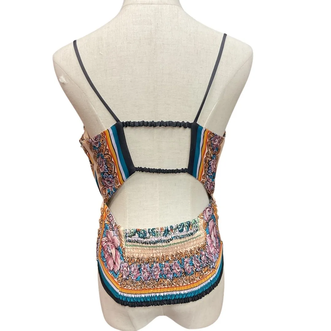 Anthropologie Women's Printed Cowl Neck Cutout Back‎ Floral Blouse Size XS - Image 7