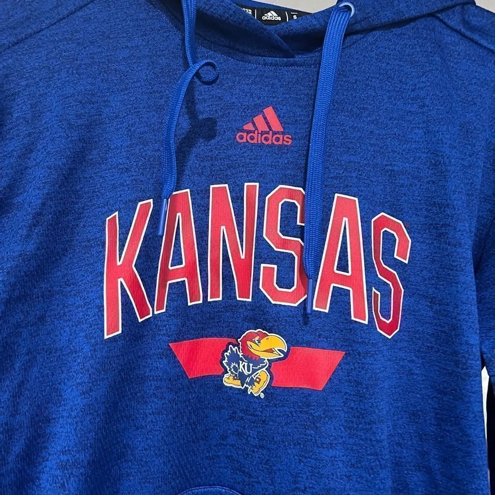 Adidas Climawarm Kansas Jayhawks pullover hoodie small - Image 3