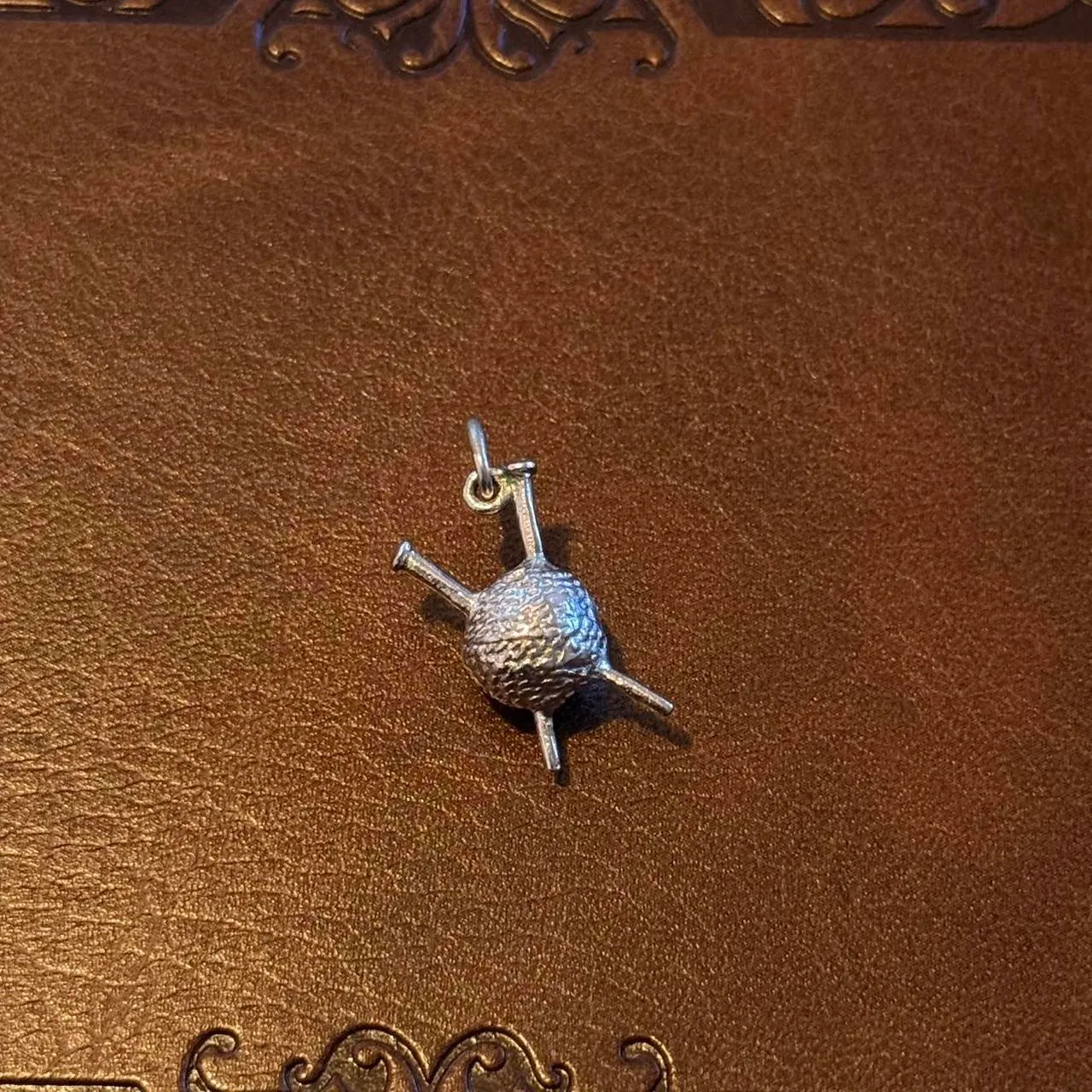 Vintage Sterling Silver Yarn & Knitting Needles Pendant/Charm - Image 4