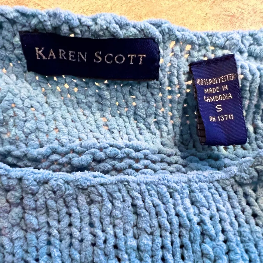 🆕 Karen Scott plush blue scoop neck pullover sweater small - Image 5