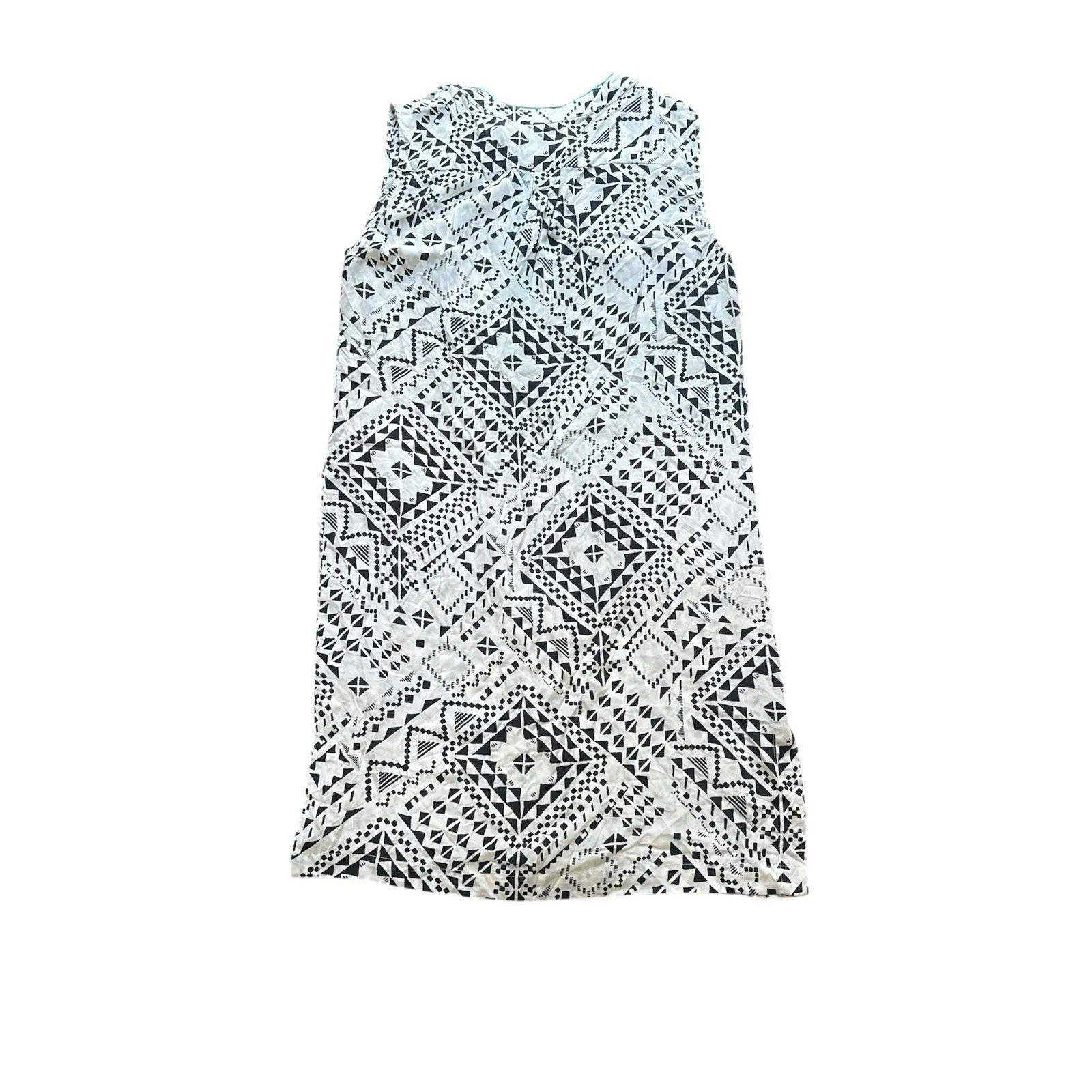 Brochu Walker Aubrey Tunic Dress Medium Silk Shift Sleeveless Black White Print - Image 6