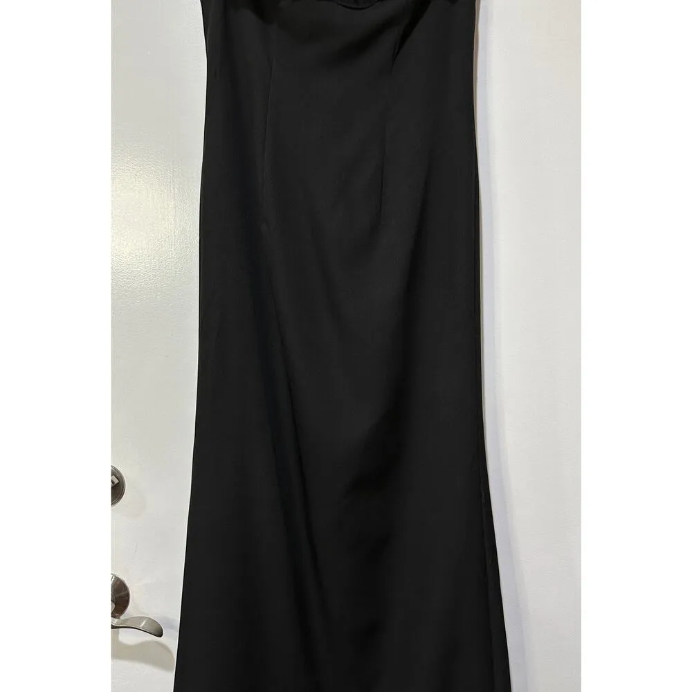 Ieena 4 Mac Duggal Off the Shoulder Ruffle Detail Column Gown Black 4 NWT 49643 - Image 7