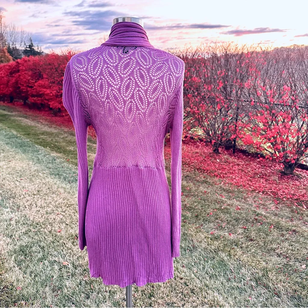 Dennis Basso Lilac Open Front Cardigan - Image 8