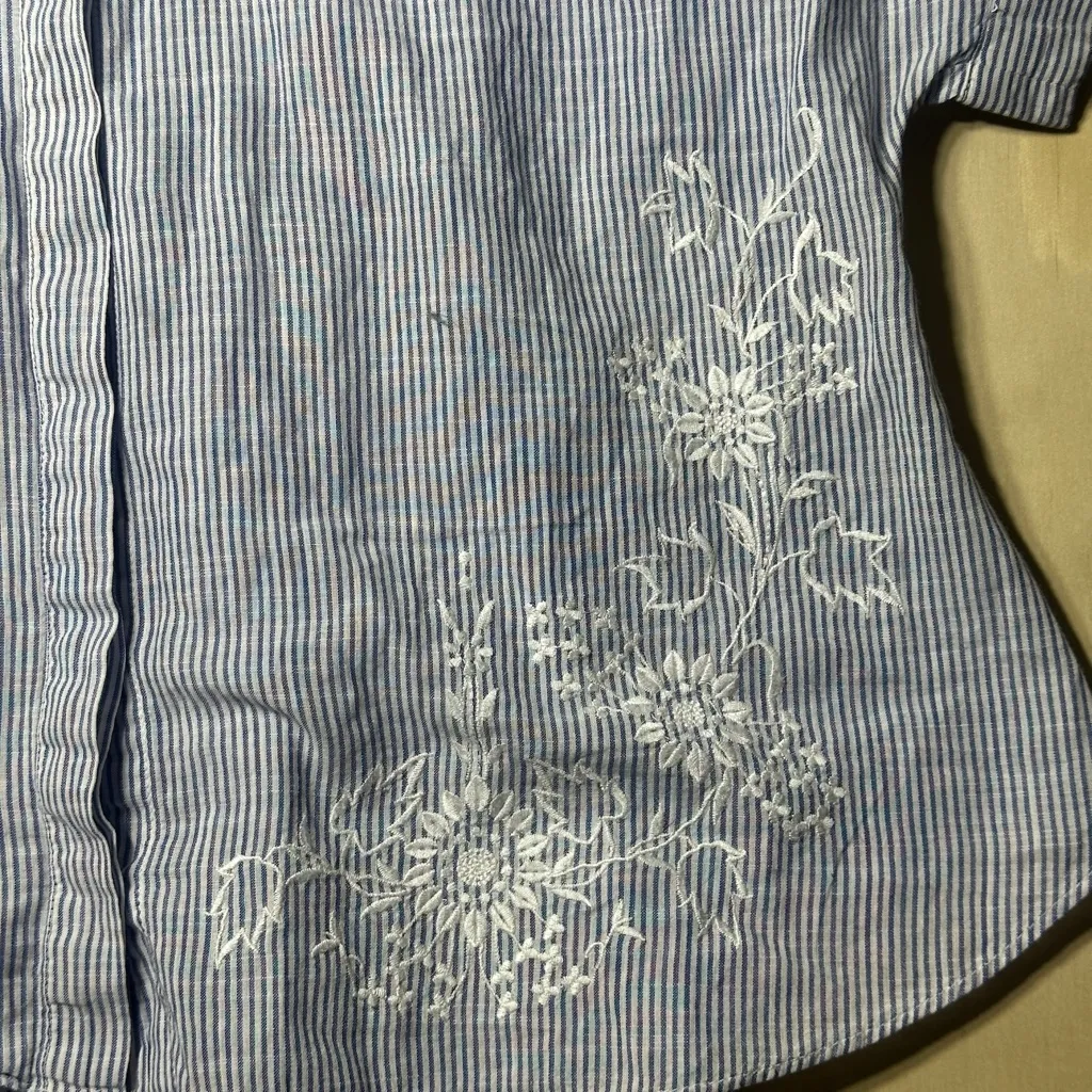 Madewell Embroidered Hilltop Shirt Brilliant Royal XXS - Image 3